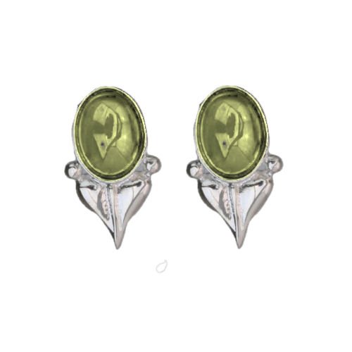 Image 1 of Art Nouveau Leaf Citrine Sterling Silver Stud Earrings