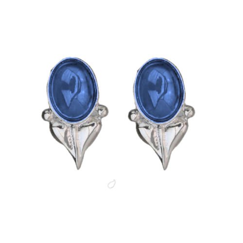Image 1 of Art Nouveau Leaf Labradorite Sterling Silver Stud Earrings