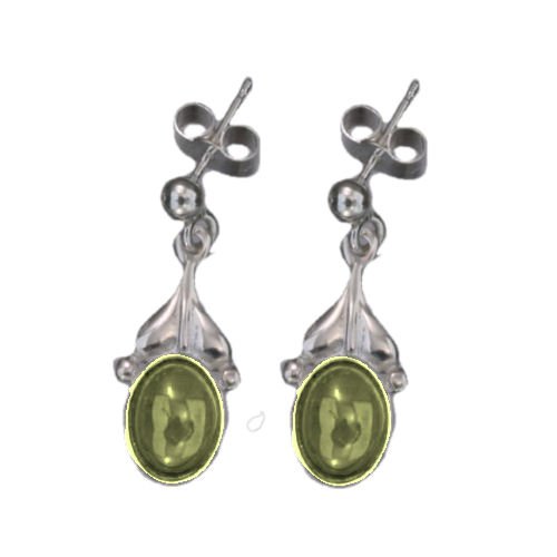 Image 1 of Art Nouveau Leaf Citrine Sterling Silver Drop Earrings