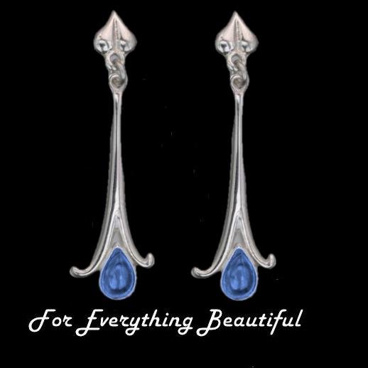 Image 0 of Art Nouveau Long Leaf Labradorite Sterling Silver Earrings