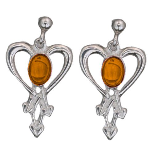 Image 1 of Glasgow Girls Heart Oval Citrine Sterling Silver Drop Earrings