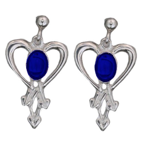 Image 1 of Glasgow Girls Heart Oval Lapis Lazuli Sterling Silver Drop Earrings