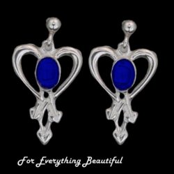 Glasgow Girls Heart Oval Lapis Lazuli Sterling Silver Drop Earrings