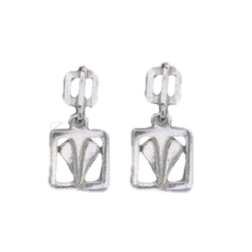 Image 1 of Glasgow Girls Leaf Square Art Nouveau Drop Sterling Silver Earrings