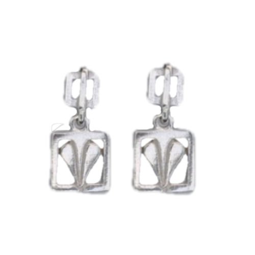 Image 1 of Glasgow Girls Leaf Square Art Nouveau Drop Sterling Silver Earrings