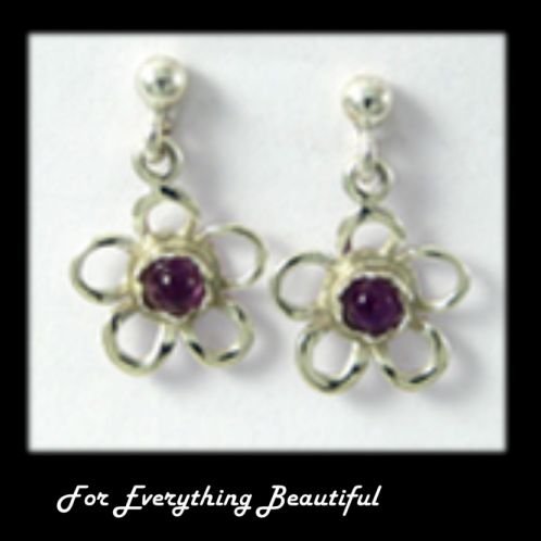 Image 0 of Kokkaloorie Daisy Amethyst Sterling Silver Drop Earrings