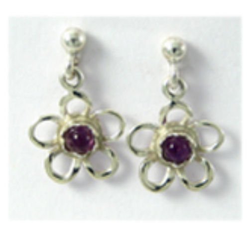 Image 1 of Kokkaloorie Daisy Amethyst Sterling Silver Drop Earrings