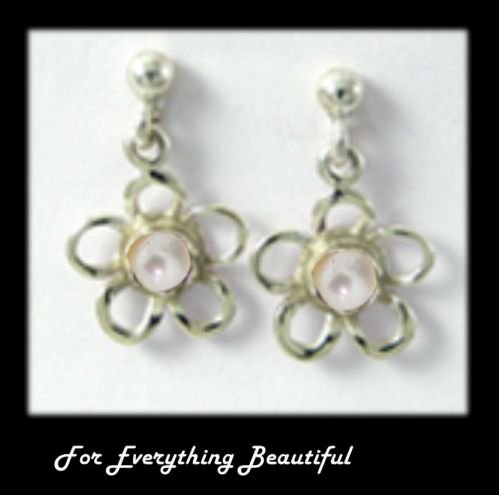 Image 0 of Kokkaloorie Daisy Pearl Sterling Silver Drop Earrings