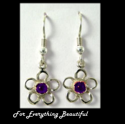 Image 0 of Kokkaloorie Daisy Amethyst Sterling Silver Hook Earrings