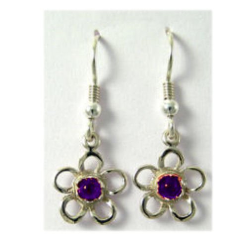 Image 1 of Kokkaloorie Daisy Amethyst Sterling Silver Hook Earrings