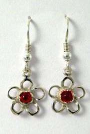 Image 2 of Kokkaloorie Daisy Garnet Sterling Silver Hook Earrings