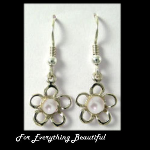 Image 0 of Kokkaloorie Daisy Pearl Sterling Silver Hook Earrings