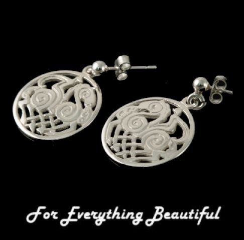 Image 0 of Sleipnir Circular Design Drop Small Sterling Silver Earrings