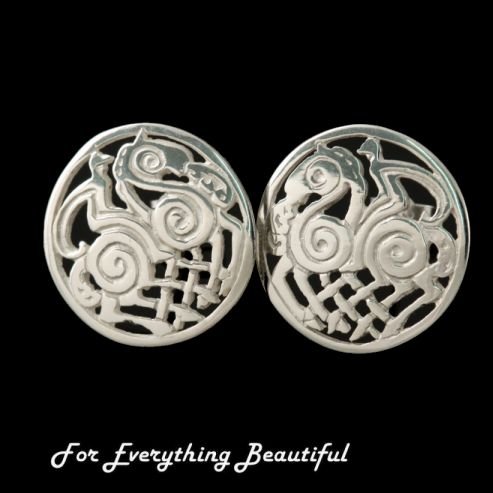 Image 0 of Sleipnir Circular Design Stud Small Sterling Silver Earrings