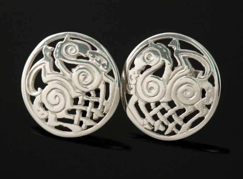 Image 2 of Sleipnir Circular Design Stud Small Sterling Silver Earrings