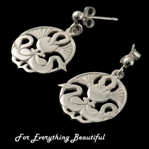 Image 0 of Three Nornes Norse Design Drop Small Sterling Silver Earrings 