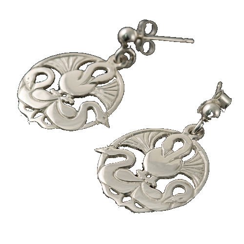 Image 1 of Three Nornes Norse Design Drop Small Sterling Silver Earrings 