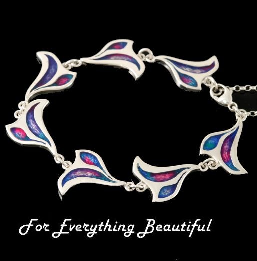 Image 0 of Mirrie Dancers Link Design Northern Lights Enamel Sterling Silver Bracelet