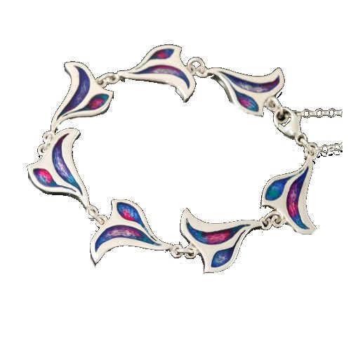 Image 1 of Mirrie Dancers Link Design Northern Lights Enamel Sterling Silver Bracelet