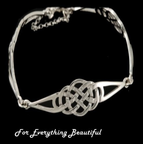 Image 0 of Celtic Knotwork Triple Link Design Sterling Silver Bracelet