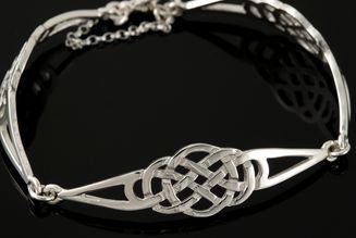 Image 2 of Celtic Knotwork Triple Link Design Sterling Silver Bracelet