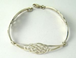 Image 3 of Celtic Knotwork Triple Link Design Sterling Silver Bracelet