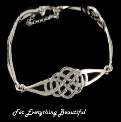 Celtic Knotwork Triple Link Design Sterling Silver Bracelet