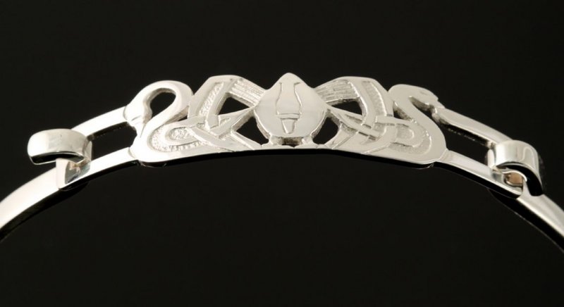 Image 2 of Three Nornes Norse Design Sterling Silver Bangle