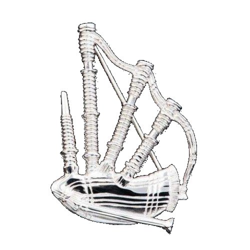 Image 1 of Scotland Bagpipe Musical Instrument Design Large Sterling Silver Brooch