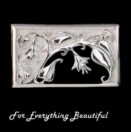 Image 0 of Art Nouveau Rectangular Design Sterling Silver Brooch