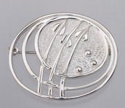 Image 2 of Art Nouveau Planets Design Sterling Silver Brooch