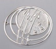 Image 2 of Art Nouveau Planets Design Sterling Silver Brooch