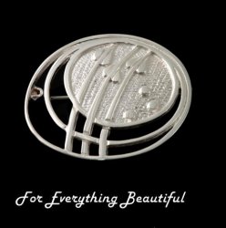 Art Nouveau Planets Design Sterling Silver Brooch