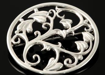 Image 1 of Art Nouveau Nature Design Sterling Silver Brooch