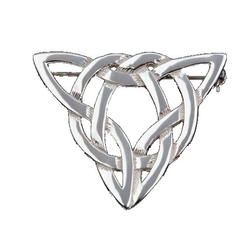 Image 1 of Celtic Weave Triangular Design Large Sterling Silver Brooch
