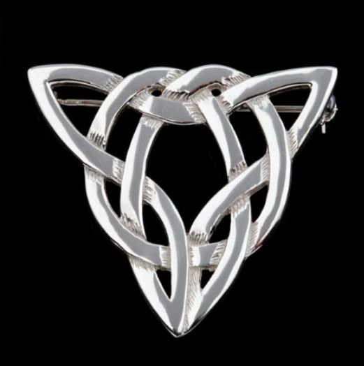Image 0 of Celtic Weave Triangular Design Medium Sterling Silver Brooch