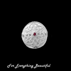 Celtic Knotwork Red Ruby Circular Design Sterling Silver Brooch