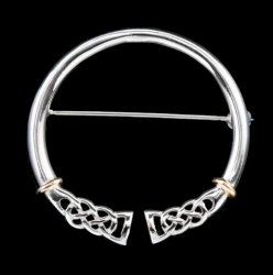 Celtic Knotwork Open Design Yellow Gold Detail Sterling Silver Brooch
