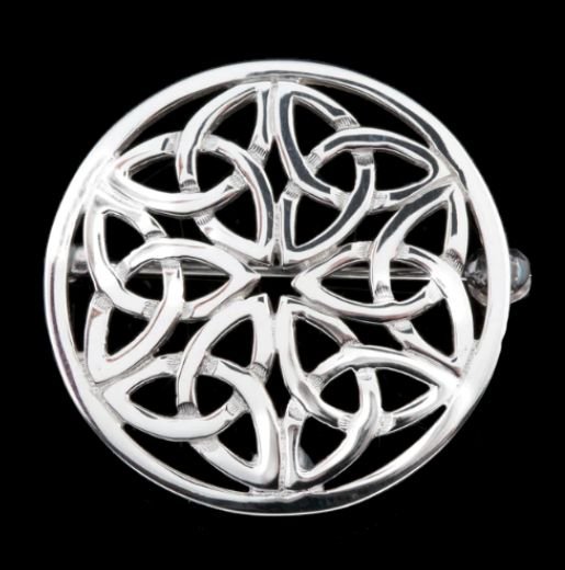 Image 0 of Celtic Knotwork Circular Design Medium Sterling Silver Brooch