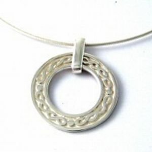 Image 3 of Celtic Circular Knotwork Design Sterling Silver Necklace