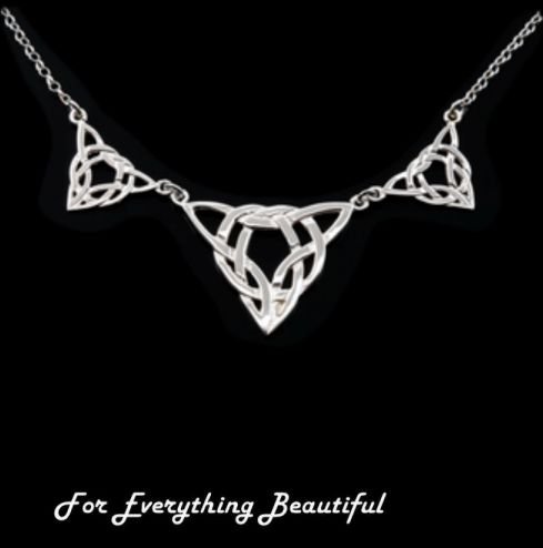 Image 0 of Celtic Treble Weave Triangular Knotwork Sterling Silver Necklace