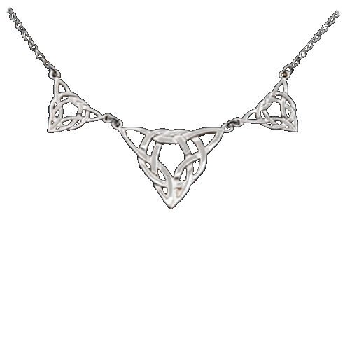 Image 1 of Celtic Treble Weave Triangular Knotwork Sterling Silver Necklace