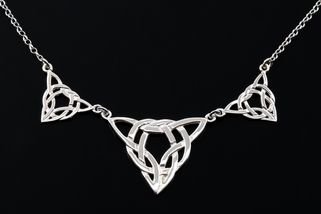 Image 2 of Celtic Treble Weave Triangular Knotwork Sterling Silver Necklace