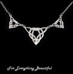 Celtic Treble Weave Triangular Knotwork Sterling Silver Necklace
