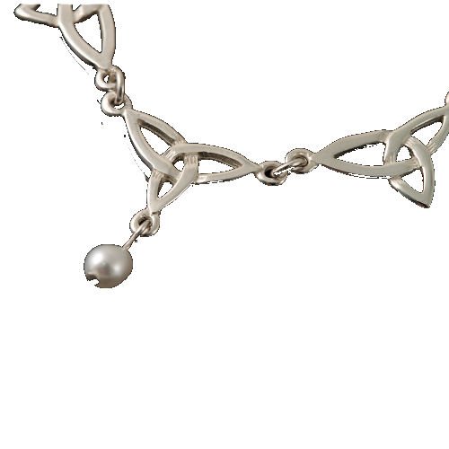 Image 1 of Celtic Treble Trinity Knot Freshwater Pearl Sterling Silver Necklet