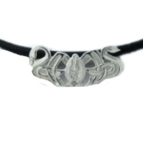 Image 1 of Three Nornes Norse Design Black Cord Sterling Silver Necklace  