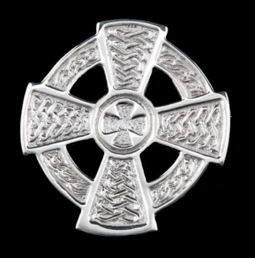 Image 0 of Celtic Cross Circular Medium Sterling Silver Brooch