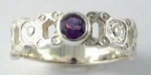Image 2 of St Ninians Treasure Round Amethyst Ladies Sterling Silver Band Ring Sizes R-Z