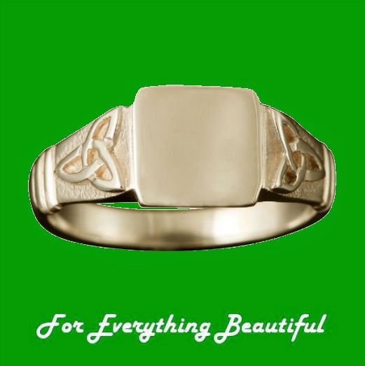 Image 0 of Celtic Trinity Knot Small Signet Mens 18K Yellow Gold Ring Sizes A-Q 