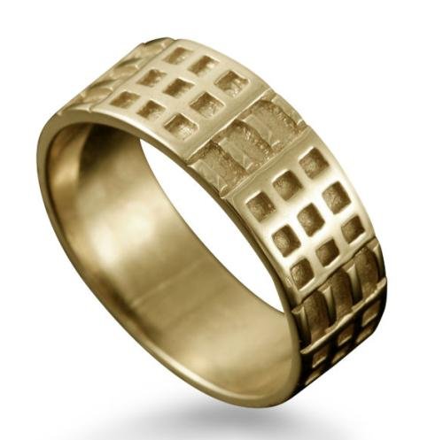 Image 1 of Art Deco Mackintosh 9K Yellow Gold Ring Wedding Band Sizes R-Z